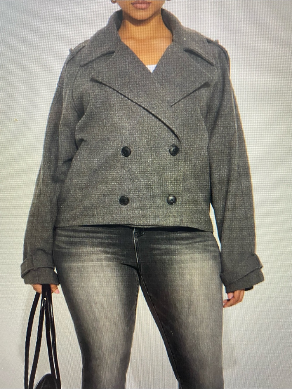 NWT Fashion Nova Charcoal Double-Breasted Peacoat